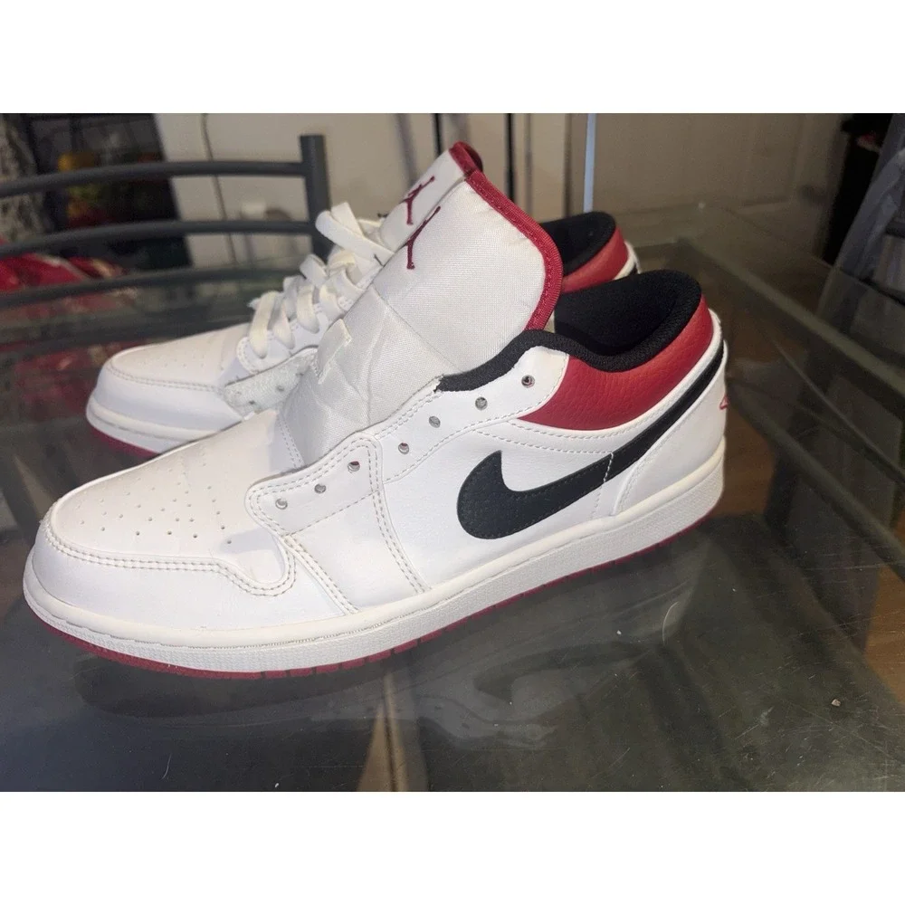 Nike Air Jordan 1 Low Basketball Sneakers White/Red/Black Size 9